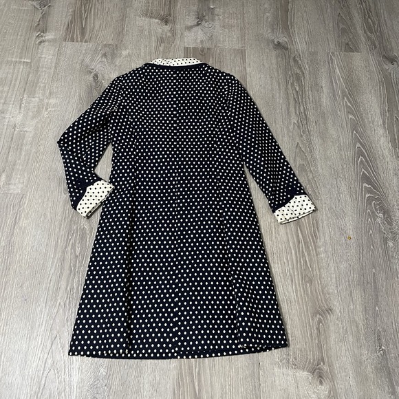 Vintage 60s RONA Shirt Dress W/ Contrasting Collar And Cuffs Pleat Navy - Picture 11 of 11